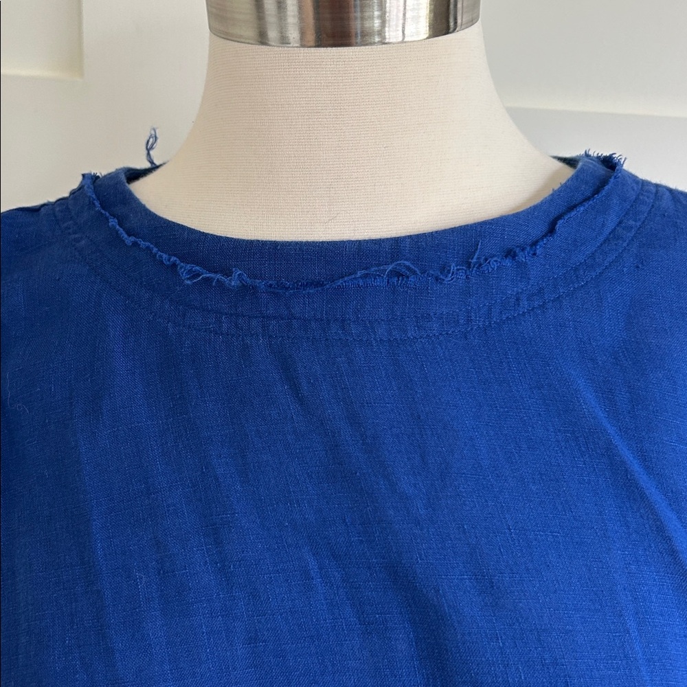 APIECE APART-  Delle tee- royal blue linen top - Picture 6 of 11
